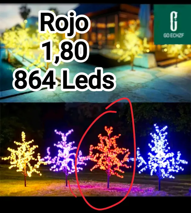 Árbol LED Cerezo en Flor Rojo 2mt 1152 Luces led