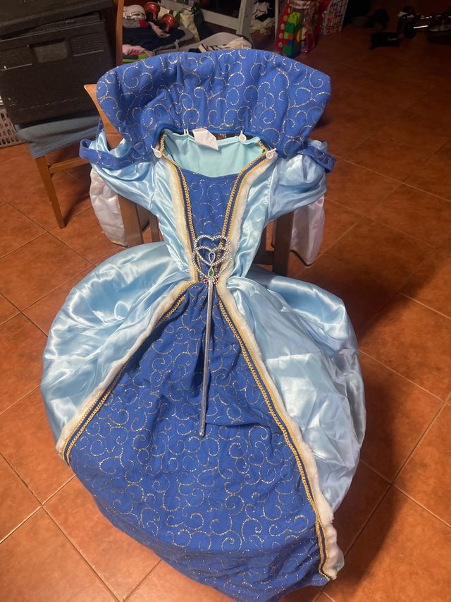 Costume Principessa Blu con Bacchetta 6/7 Anni