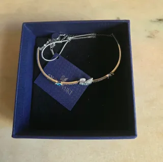 Pulsera Cisne Swarovski Azul y Dorado