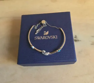 Pulsera Cisne Swarovski Azul y Dorado
