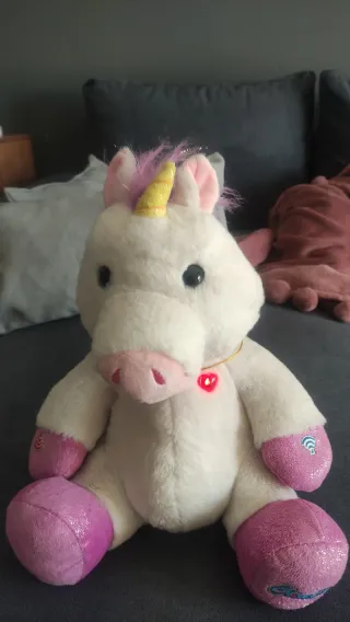 Peluche Unicornio Blanco con Cuerno Dorado
