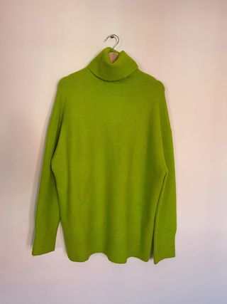 Jersey oversize de punto en verde fosforito
