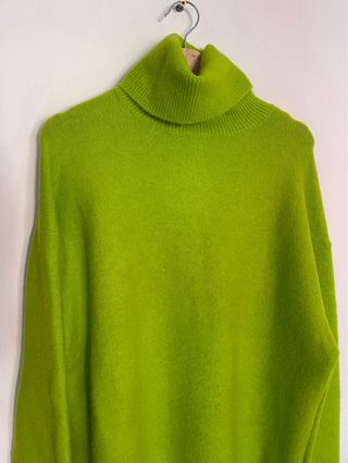 Jersey oversize de punto en verde fosforito