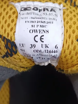 Zapatos seguridad Cofra Talla 39 C4Y6671