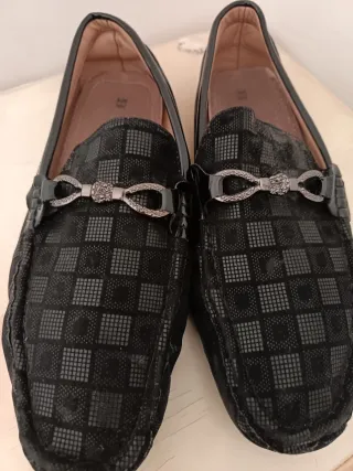 Mocassini neri uomo con fibbia