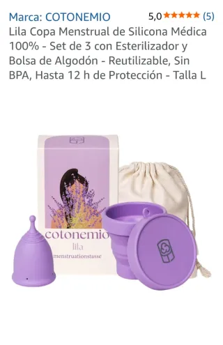 Copa Menstrual Lila Talla L Set 3