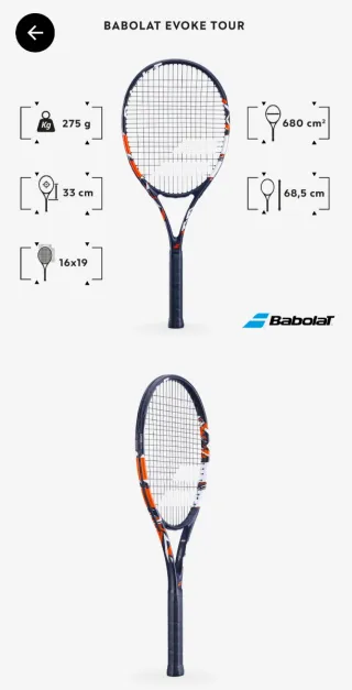 Raqueta Babolat Evoke Tour - A estrenar