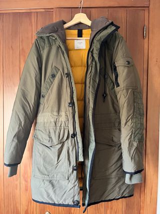 Abrigo Mango plumífero verde