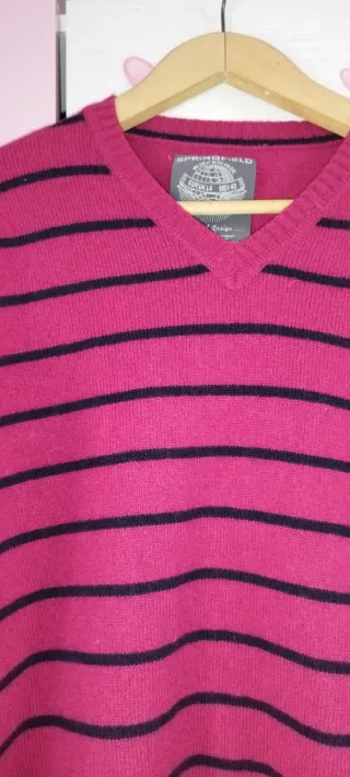 Jersey hombre rayas rojas y negras