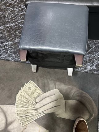 Puff cuadrado piel sintética negro