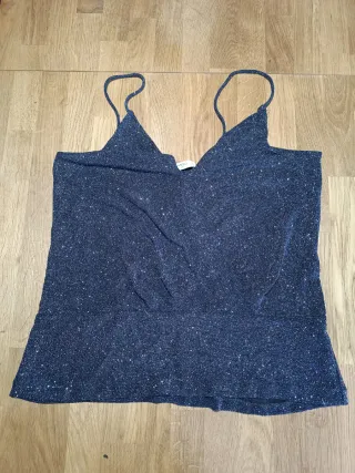 Top tirantes Nochevieja brilli negro azulado