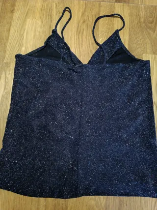 Top tirantes Nochevieja brilli negro azulado