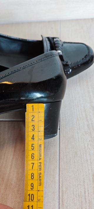 Mocassini Geox Vernice Nera Tacco 4 cm