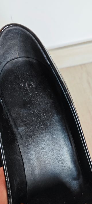 Mocassini Geox Vernice Nera Tacco 4 cm