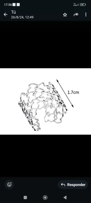 Anillo abierto plateado ajustable