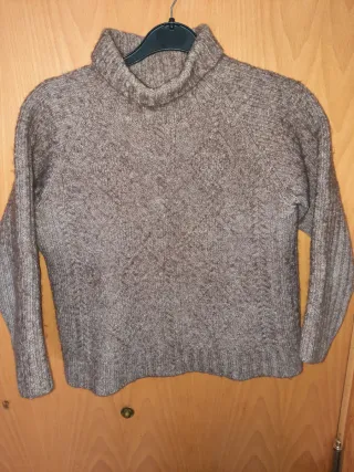 Jersey punto cuello alto marrón Talla S