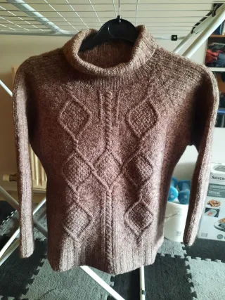 Jersey punto cuello alto marrón Talla S