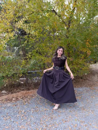 Vestido marrón y dorado fiesta