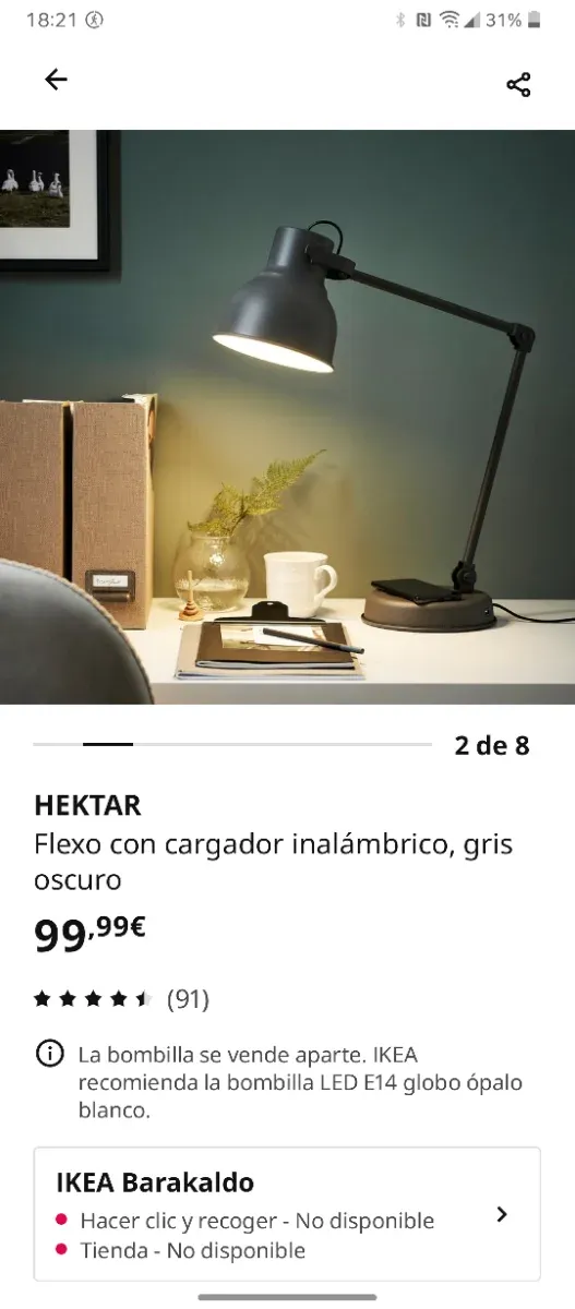 Lâmpada Flexível Metálica com Carregador
