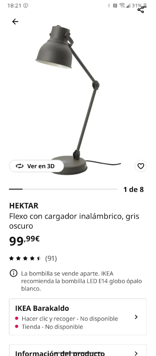 Lâmpada Flexível Metálica com Carregador
