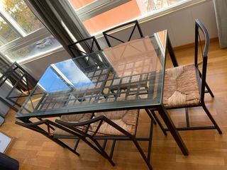 Mesa comedor cristal y 6 sillas