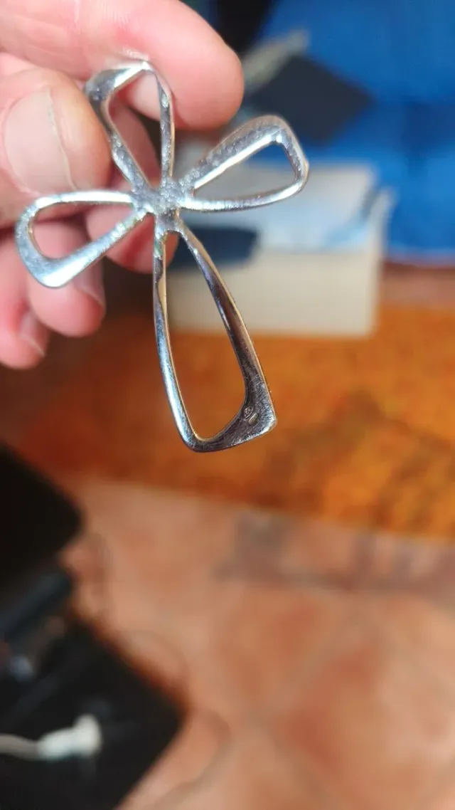 Ciondolo croce argento vintage testurizzato