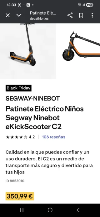 Patinete eléctrico naranja y gris