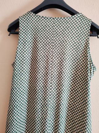 Mono estampado cuadros verde y beige