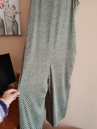 Mono estampado cuadros verde y beige