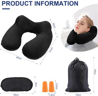 Cojin para Cuello de Viaje + Antifaz + Tapones