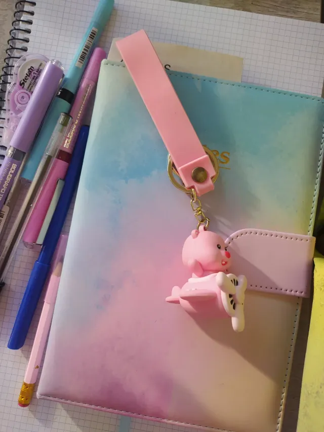 Llavero de peluche de avión rosa