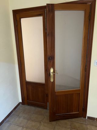 Puerta doble madera con cristal 1,70m