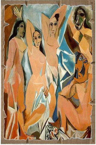 Stampa Picasso Les Demoiselles d'Avignon MDF 30x45