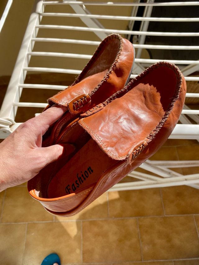 Mocasines de Piel Marrones Unisex Calza Ancha