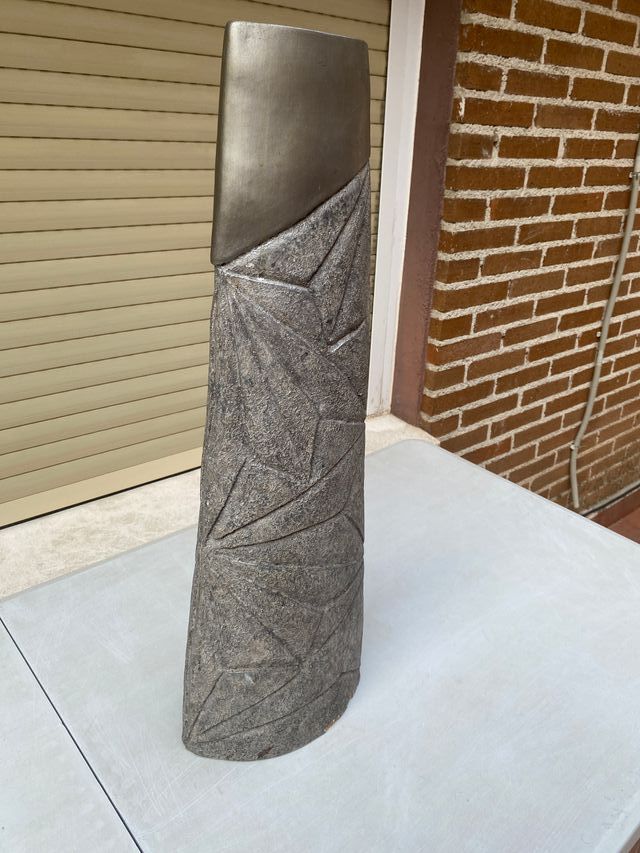 Jarrón Decorativo Cerámica Gris y Plata Florero