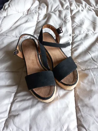 Sandalias esparto negras con plataforma talla 36