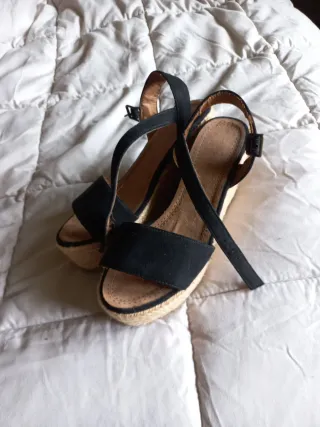 Sandalias esparto negras con plataforma talla 36