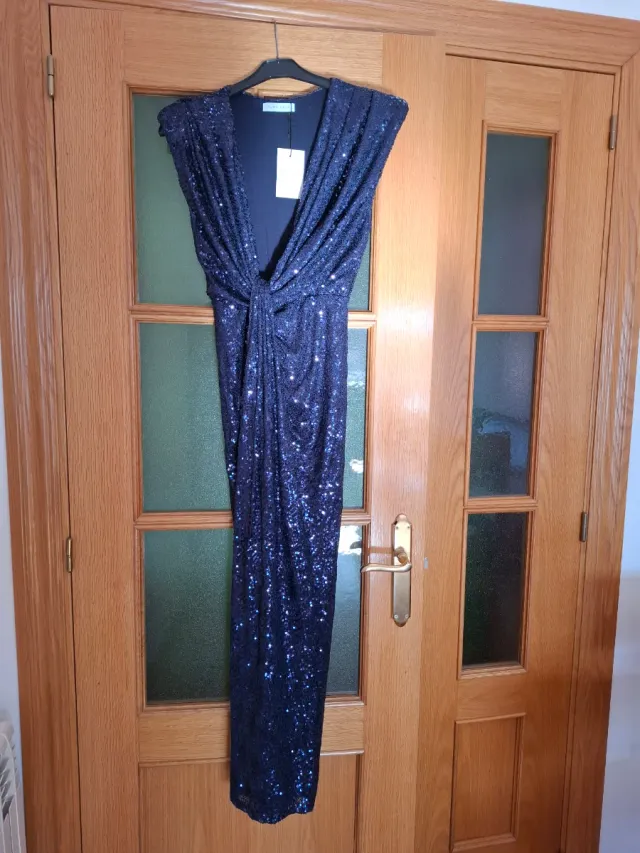 Vestido fiesta lentejuelas azul