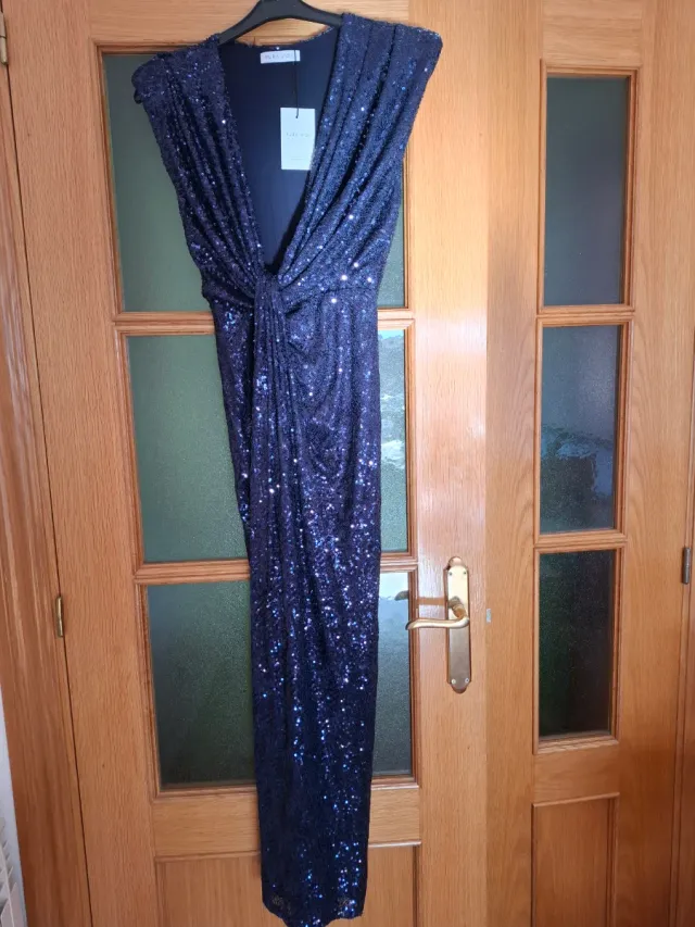 Vestido fiesta lentejuelas azul