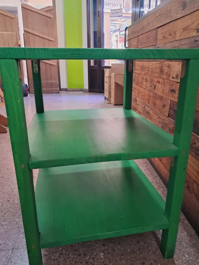 Mesa Estantería Madera Verde
