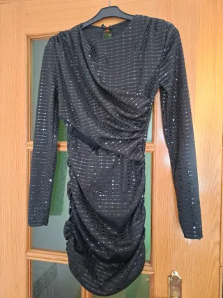 Vestido fiesta lentejuelas negro
