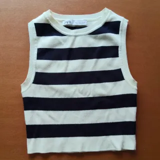 Chaleco zara de rayas azul y blanco