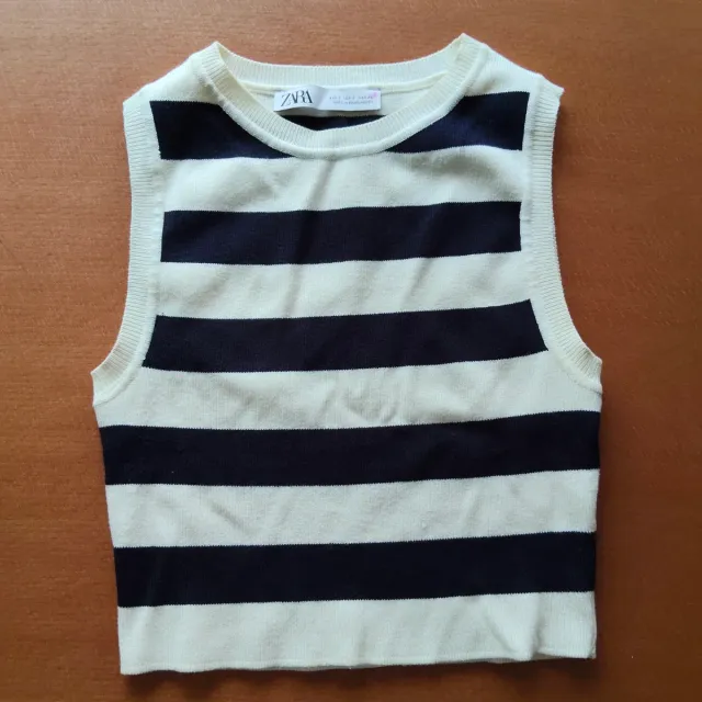 Chaleco zara de rayas azul y blanco