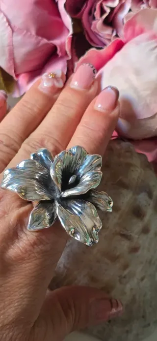 Anillo Orquídea Plata de Ley