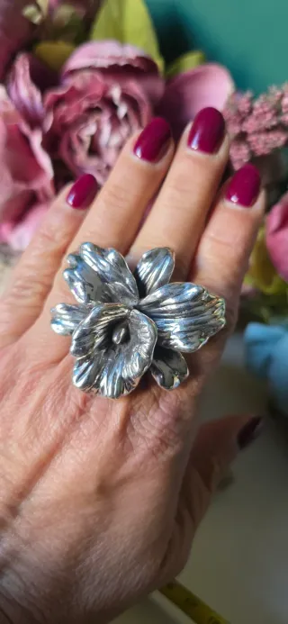 Anillo Orquídea Plata de Ley