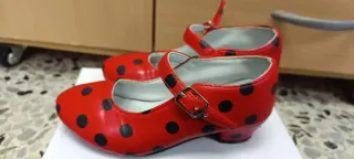 Zapatos Flamenca Rojos Lunares Negros Talla: 28