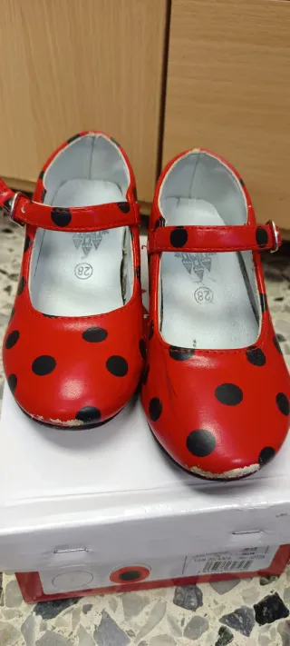 Zapatos Flamenca Rojos Lunares Negros Talla: 28