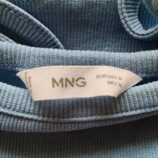 Top mango azul de tirantes