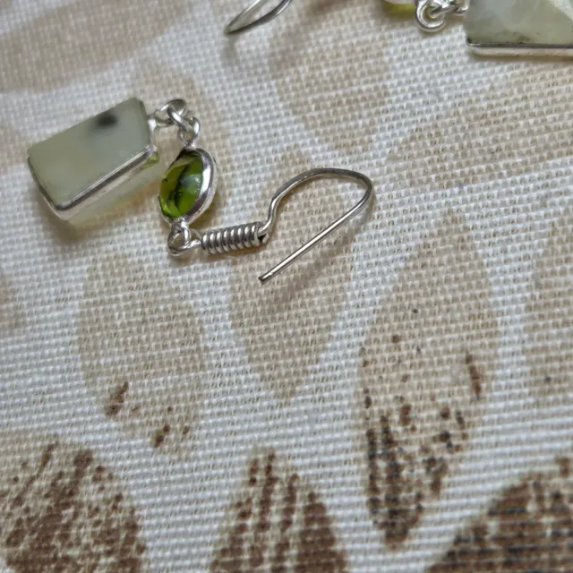 Pendientes Plata 925 Piedra Luna y Peridoto