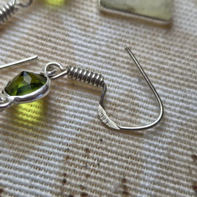 Pendientes Plata 925 Piedra Luna y Peridoto
